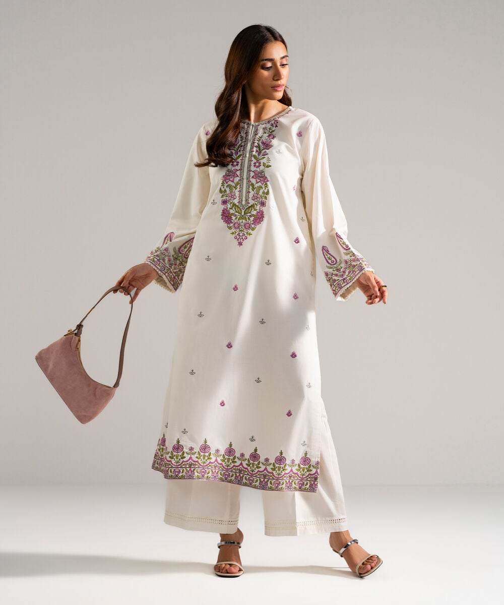 2 Piece - Embroidered Cambric Suit — Sapphire
