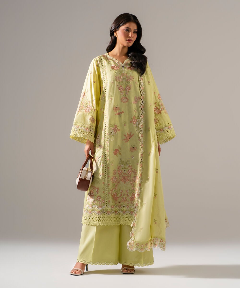 3 Piece - Embroidered Dobby Suit โ Sapphire view 3