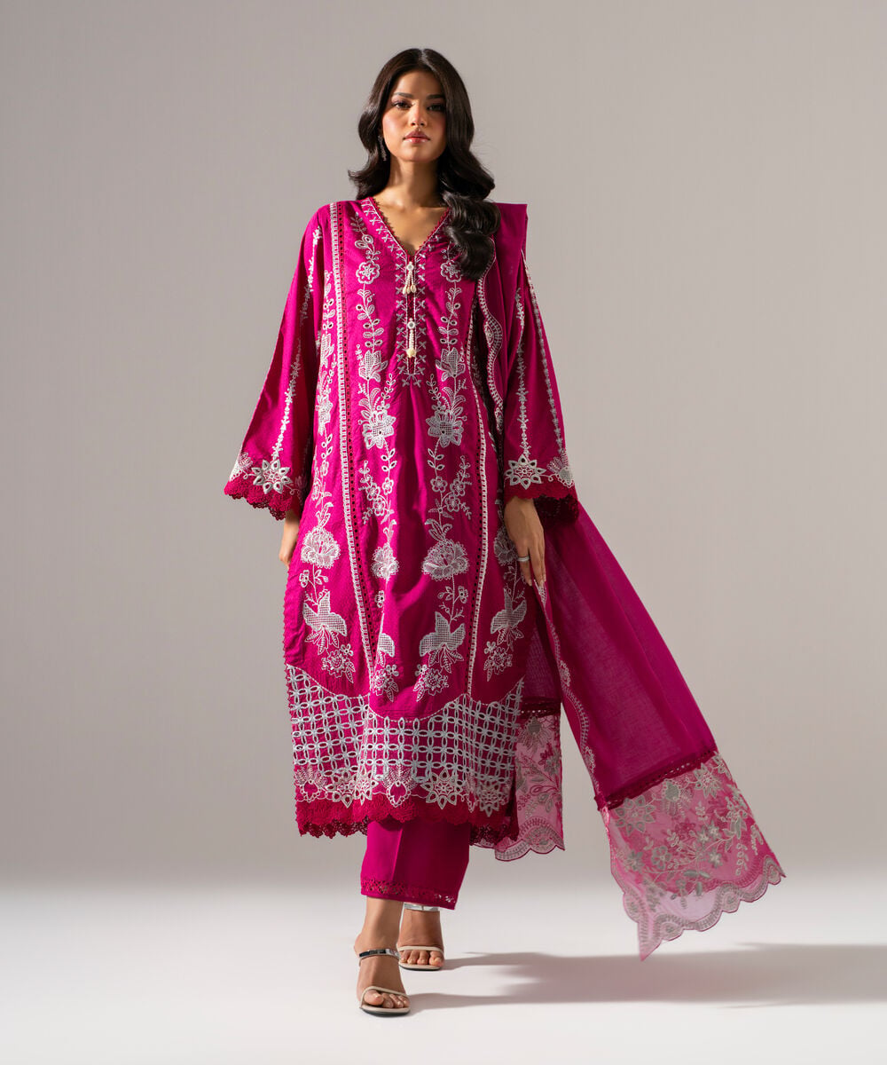 3 Piece - Embroidered Dobby Suit โ Sapphire view 3