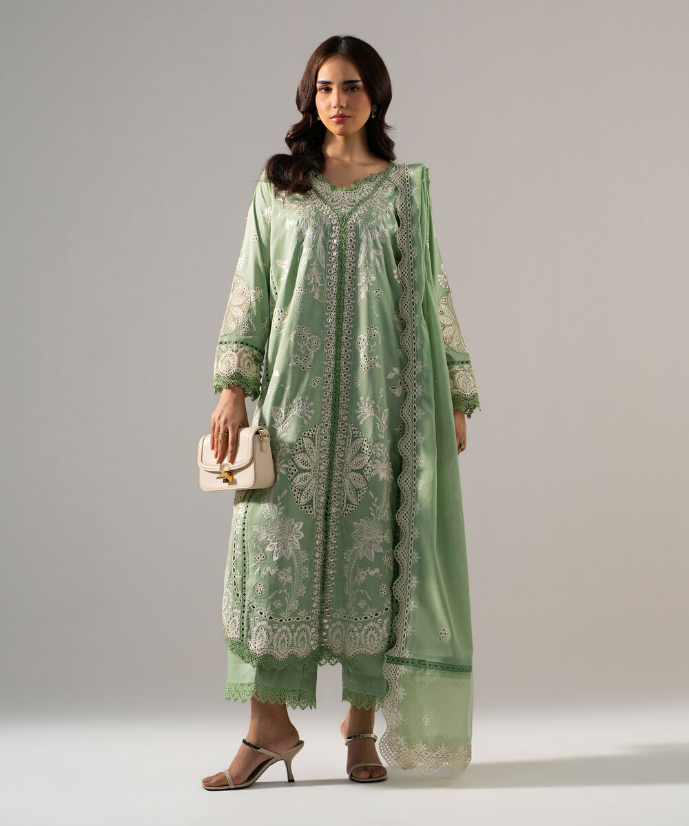 3 Piece - Embroidered Dobby Suit — Sapphire