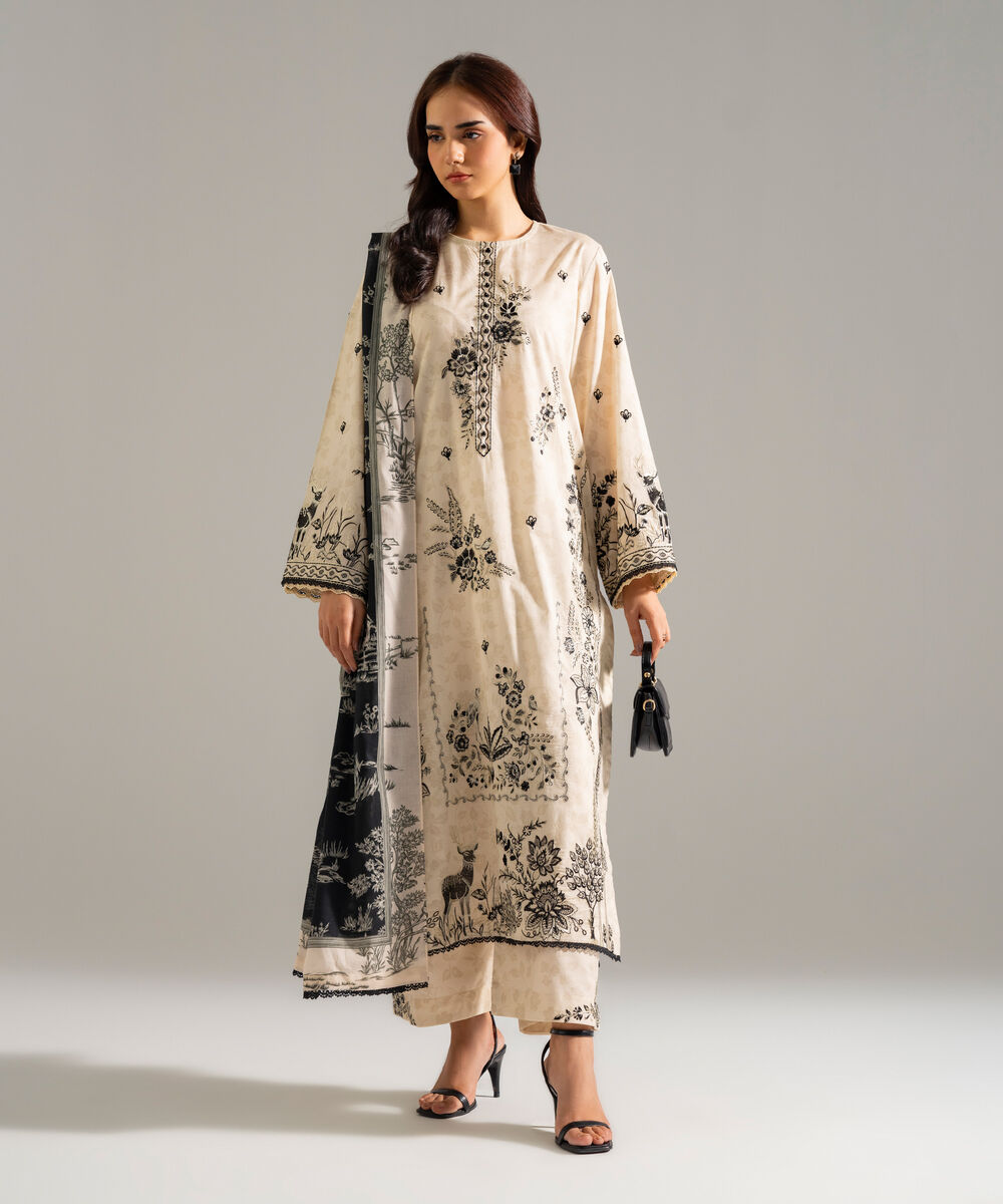3 Piece - Embroidered Lawn Suit โ Sapphire view 3