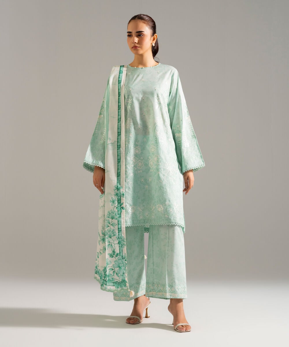 3 Piece - Embroidered Lawn Suit — Sapphire