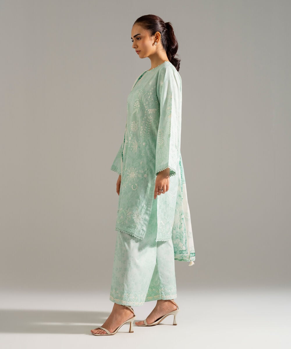 3 Piece - Embroidered Lawn Suit โ Sapphire view 3