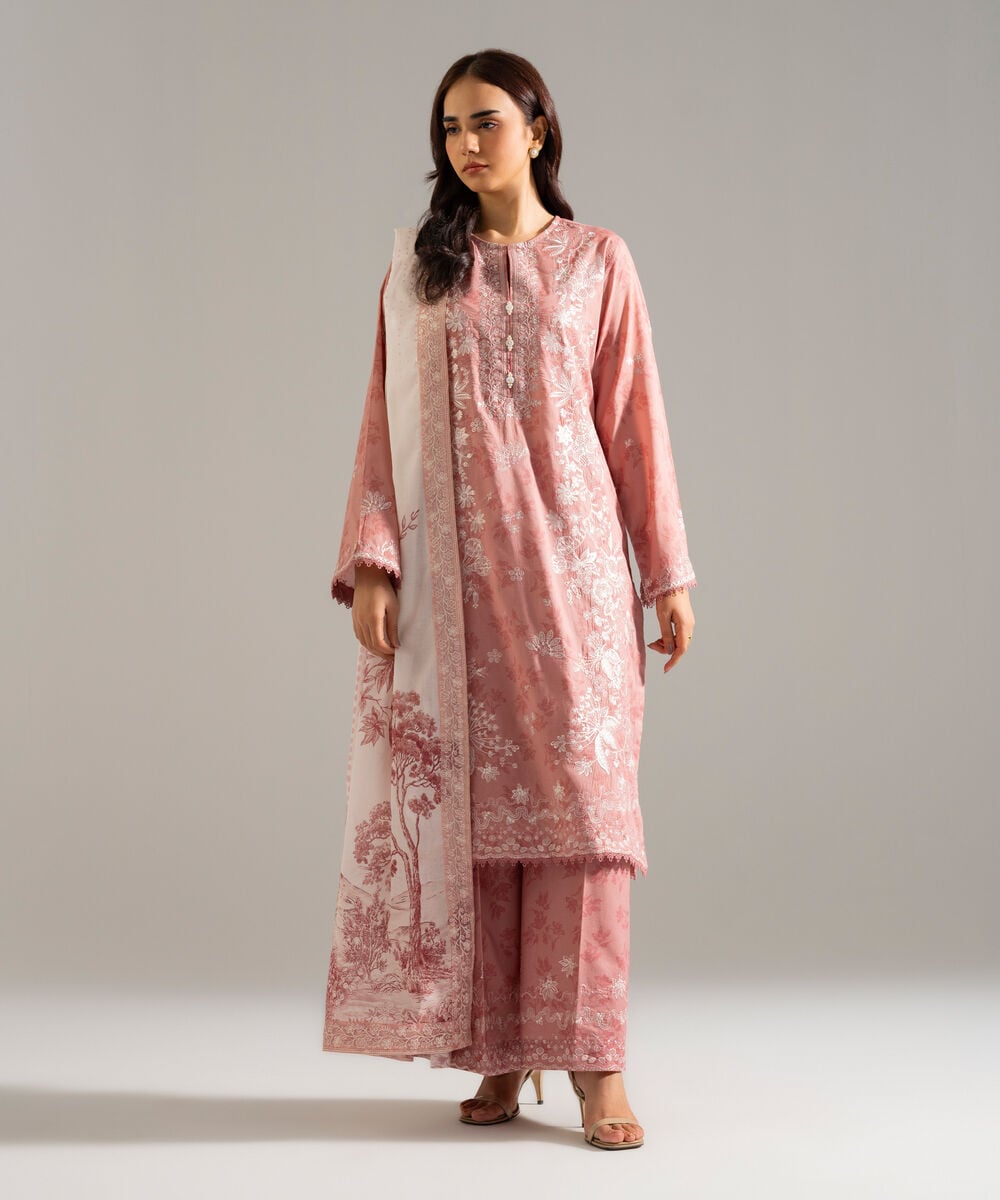3 Piece - Embroidered Lawn Suit — Sapphire