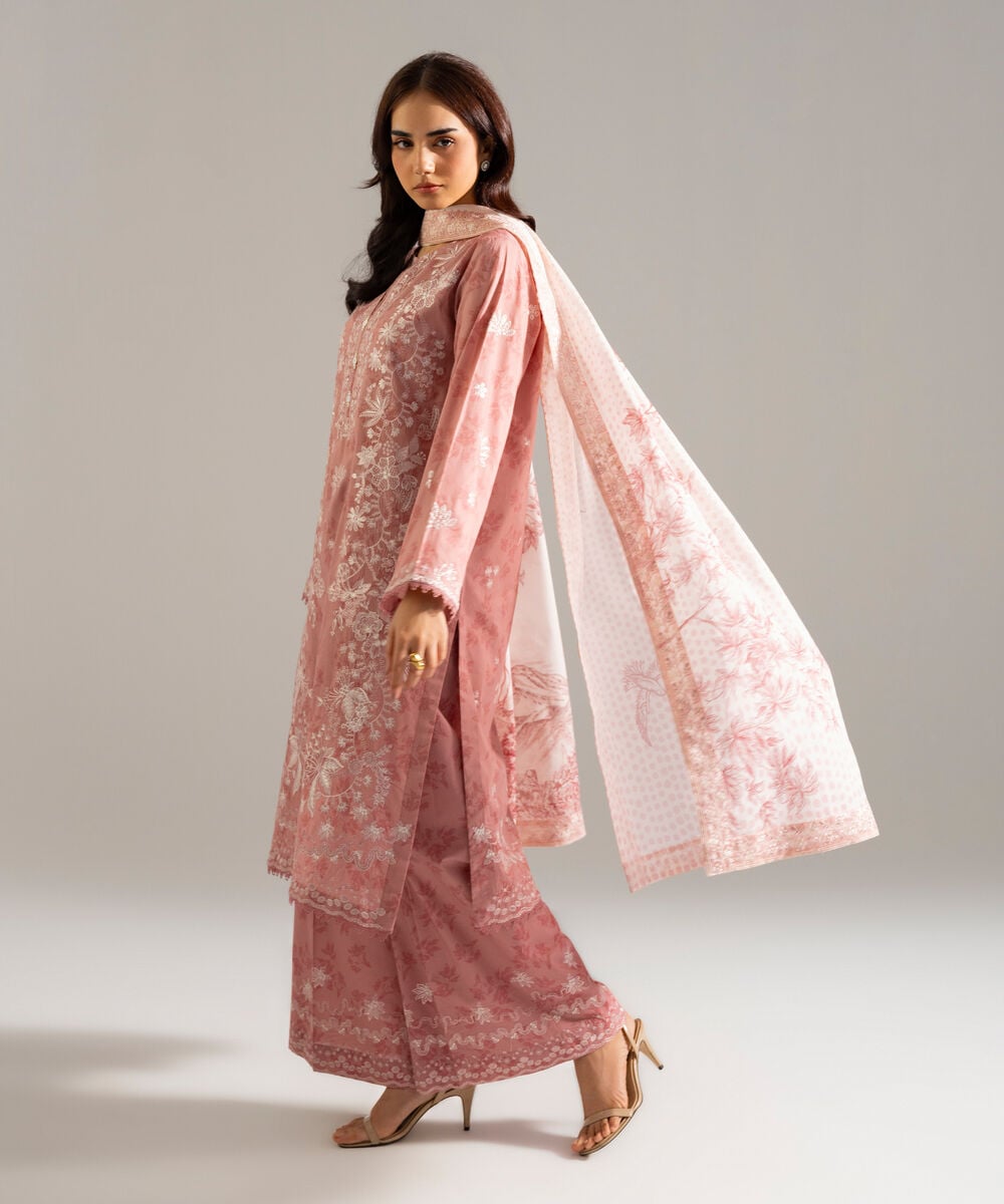 3 Piece - Embroidered Lawn Suit โ Sapphire view 3