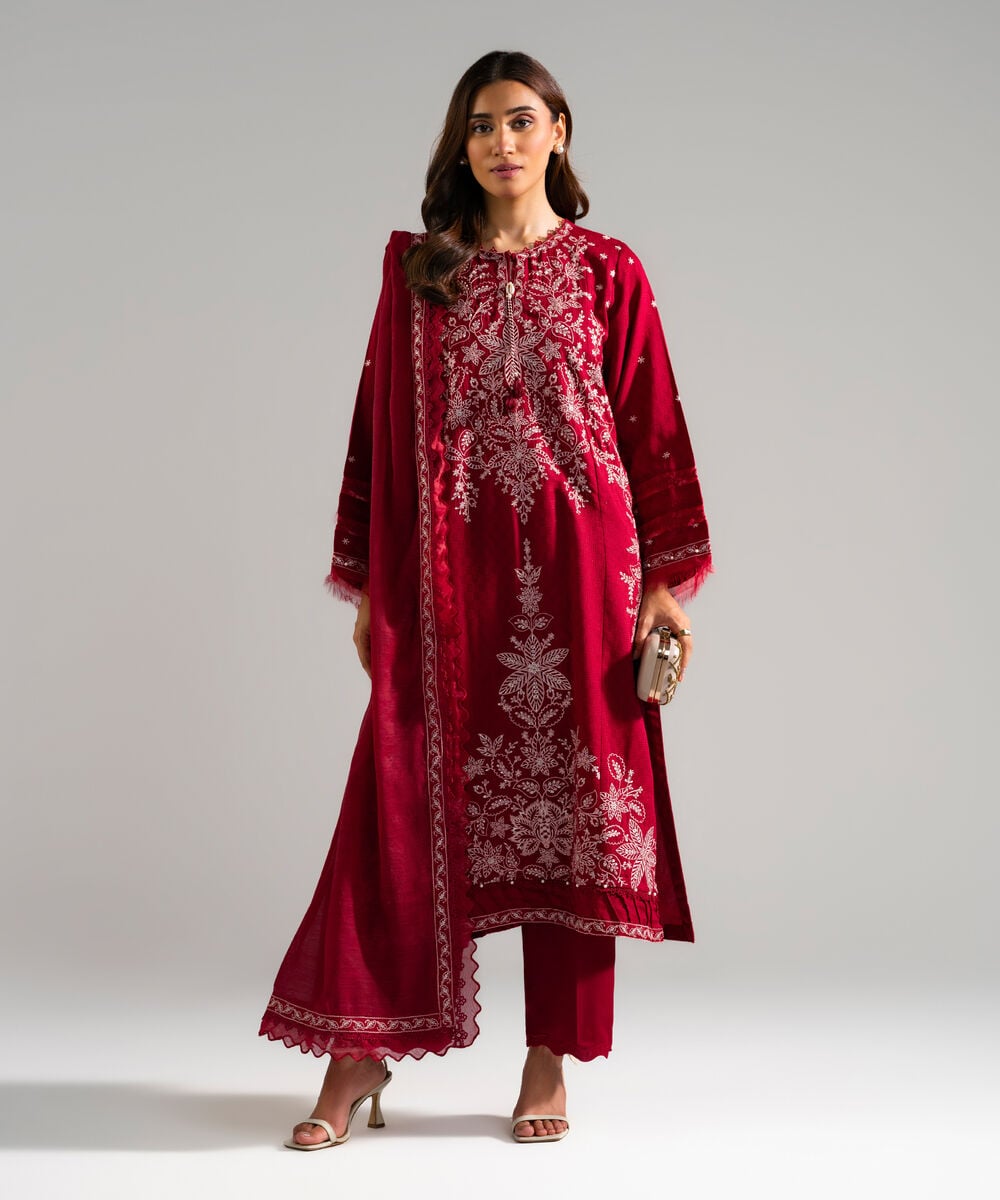 3 Piece - Embroidered Viscose Suit โ Sapphire view 3