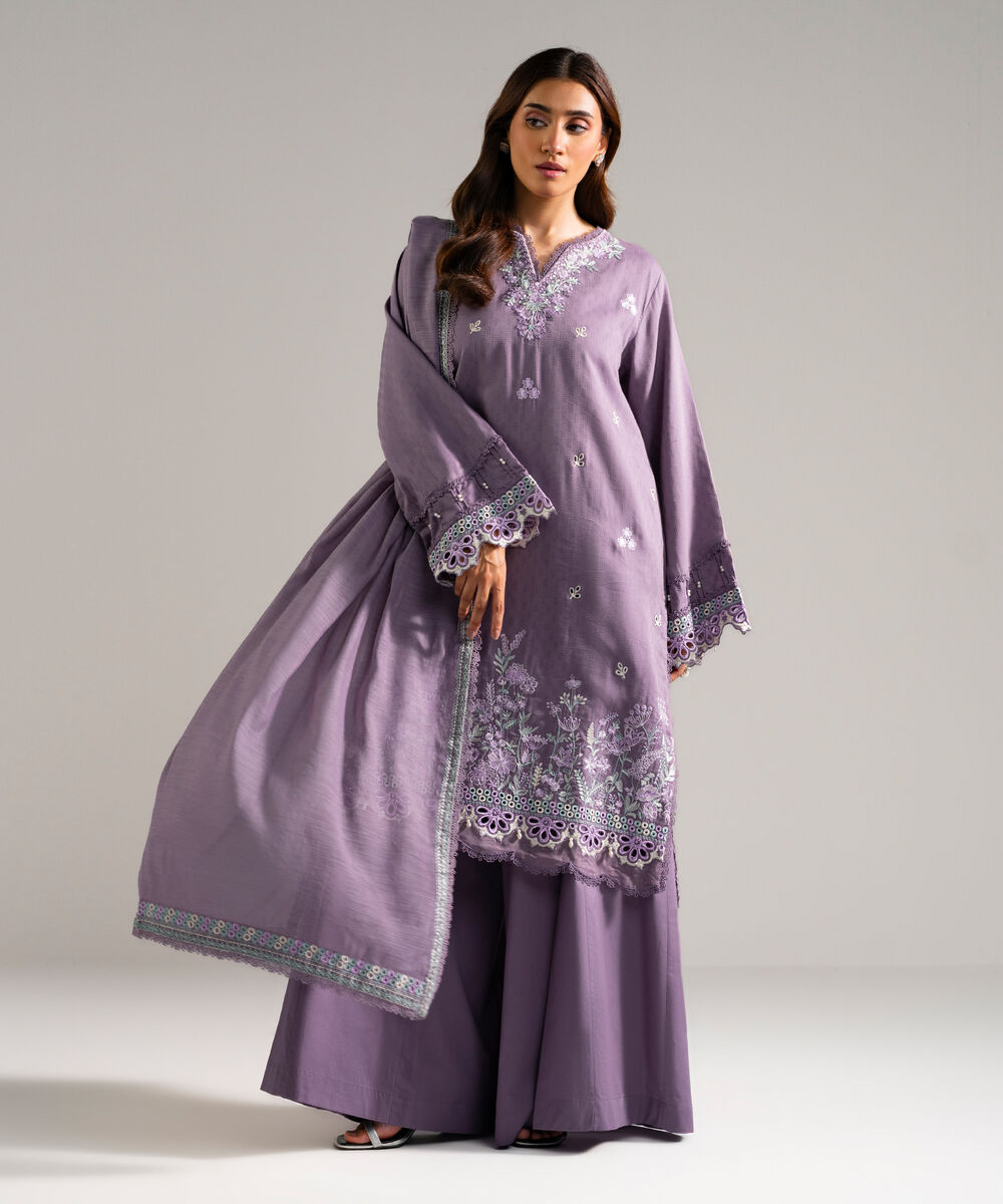 3 Piece - Embroidered Viscose Suit — Sapphire