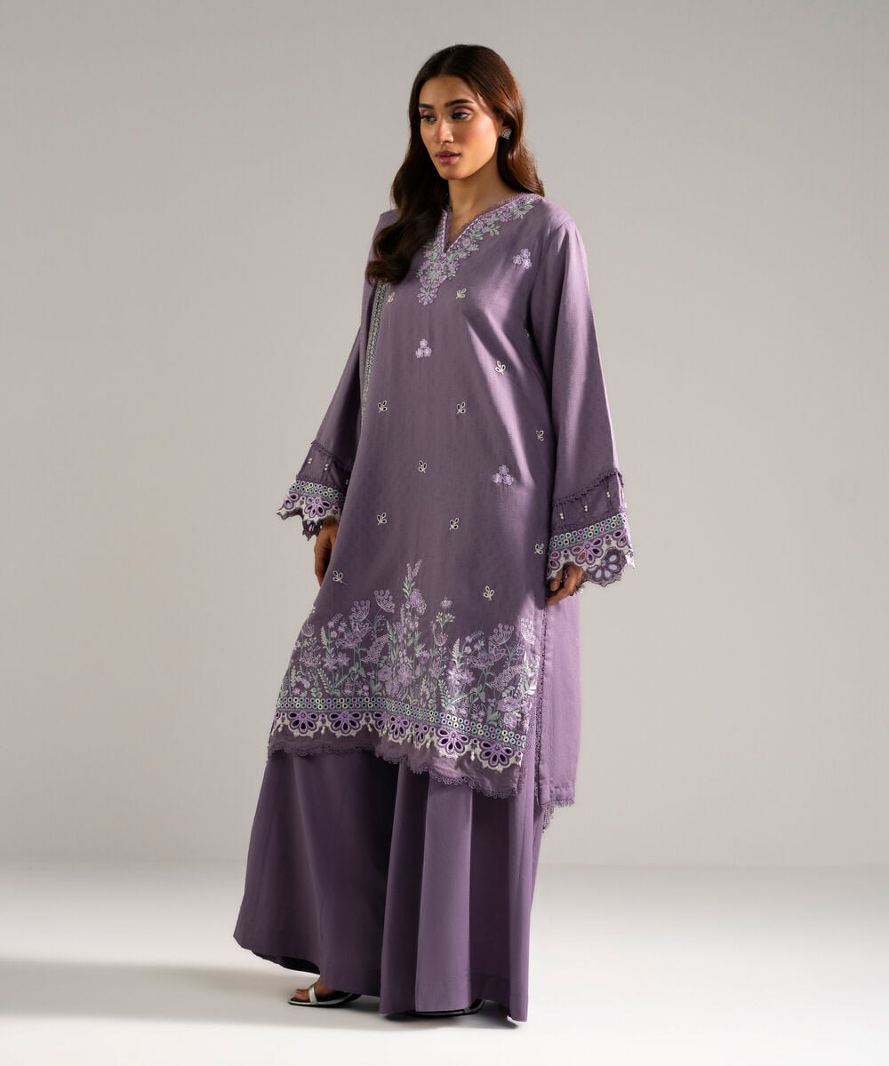 3 Piece - Embroidered Viscose Suit โ Sapphire view 3