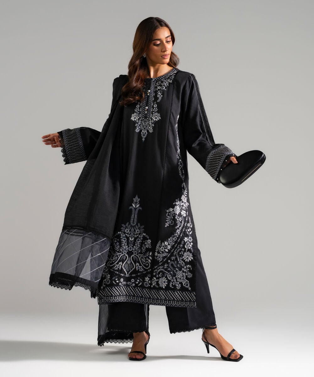 3 Piece - Embroidered Viscose Suit — Sapphire
