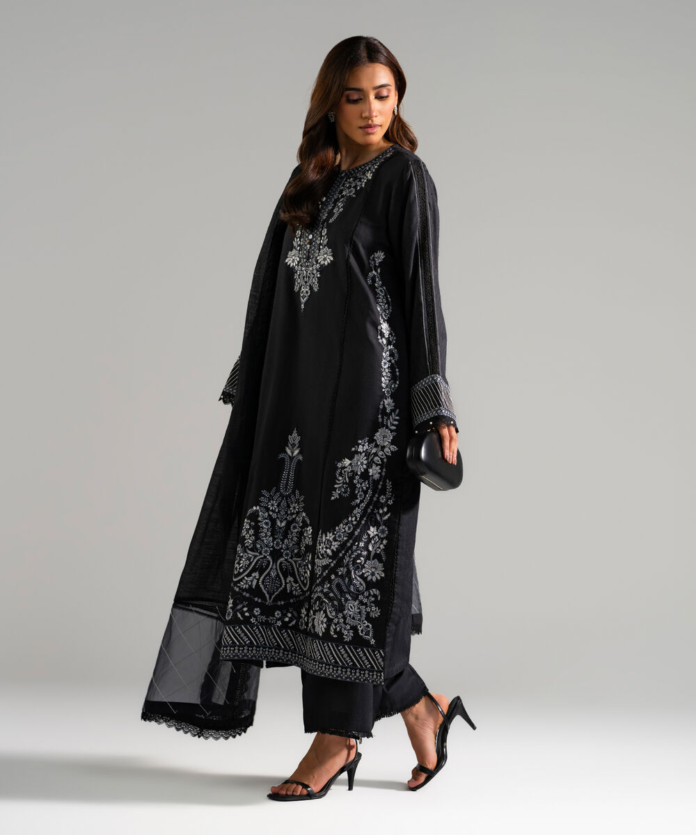 3 Piece - Embroidered Viscose Suit โ Sapphire view 3