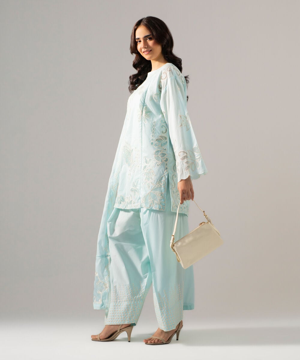 3 Piece - Embroidered Lawn Suit โ Sapphire view 3