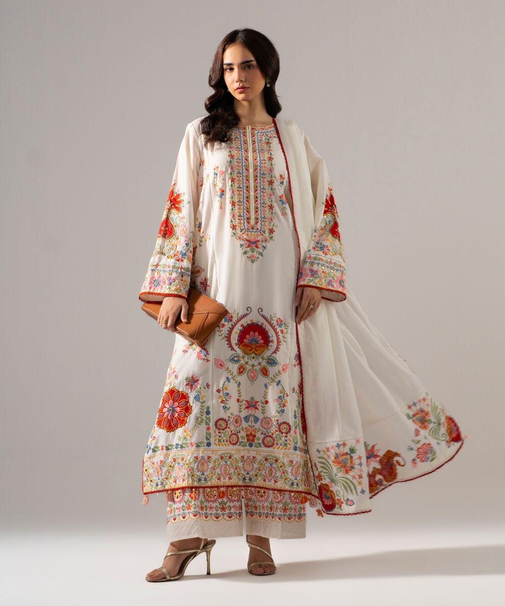 3 Piece - Embroidered Lawn Suit — Sapphire
