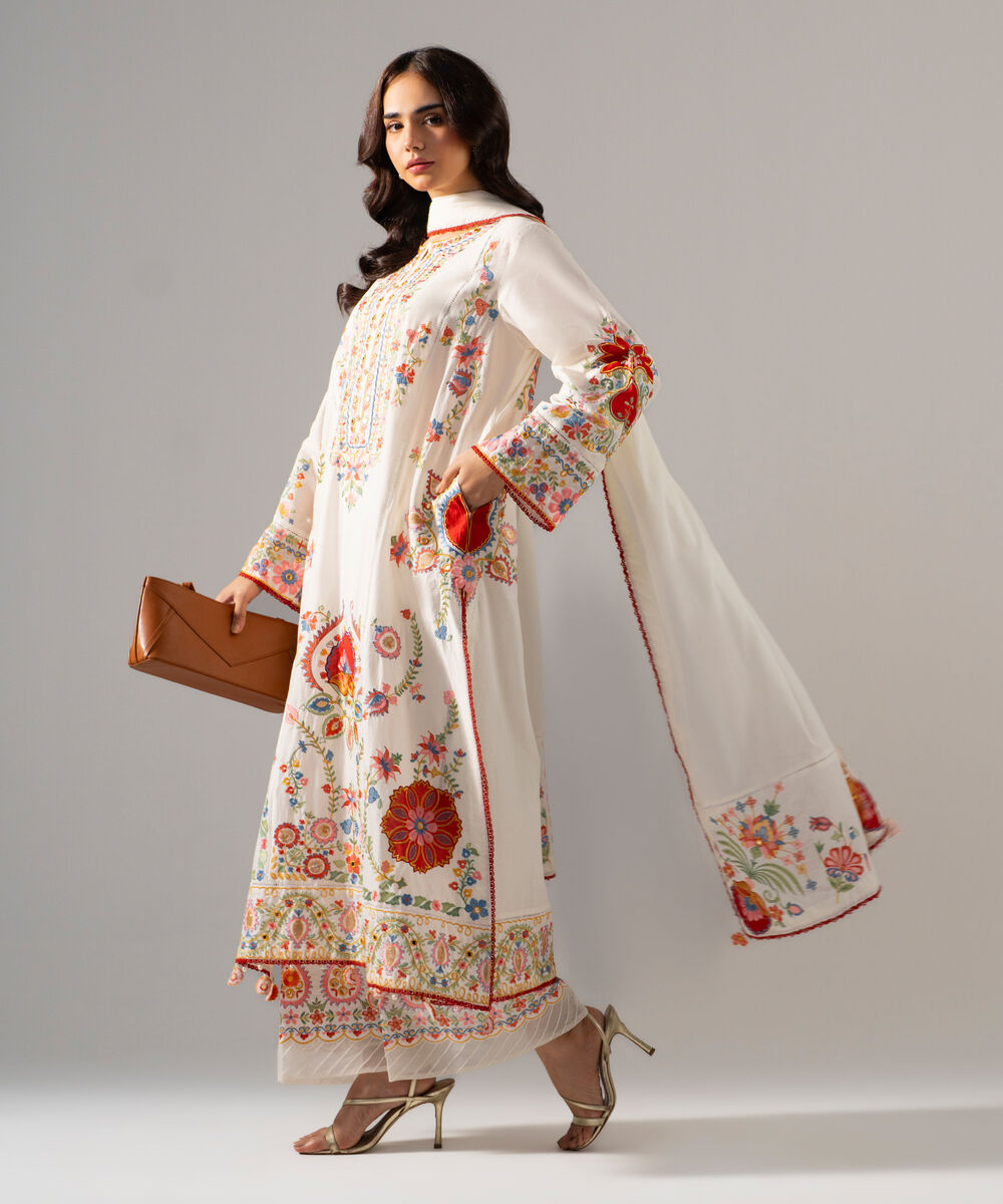 3 Piece - Embroidered Lawn Suit โ Sapphire view 3