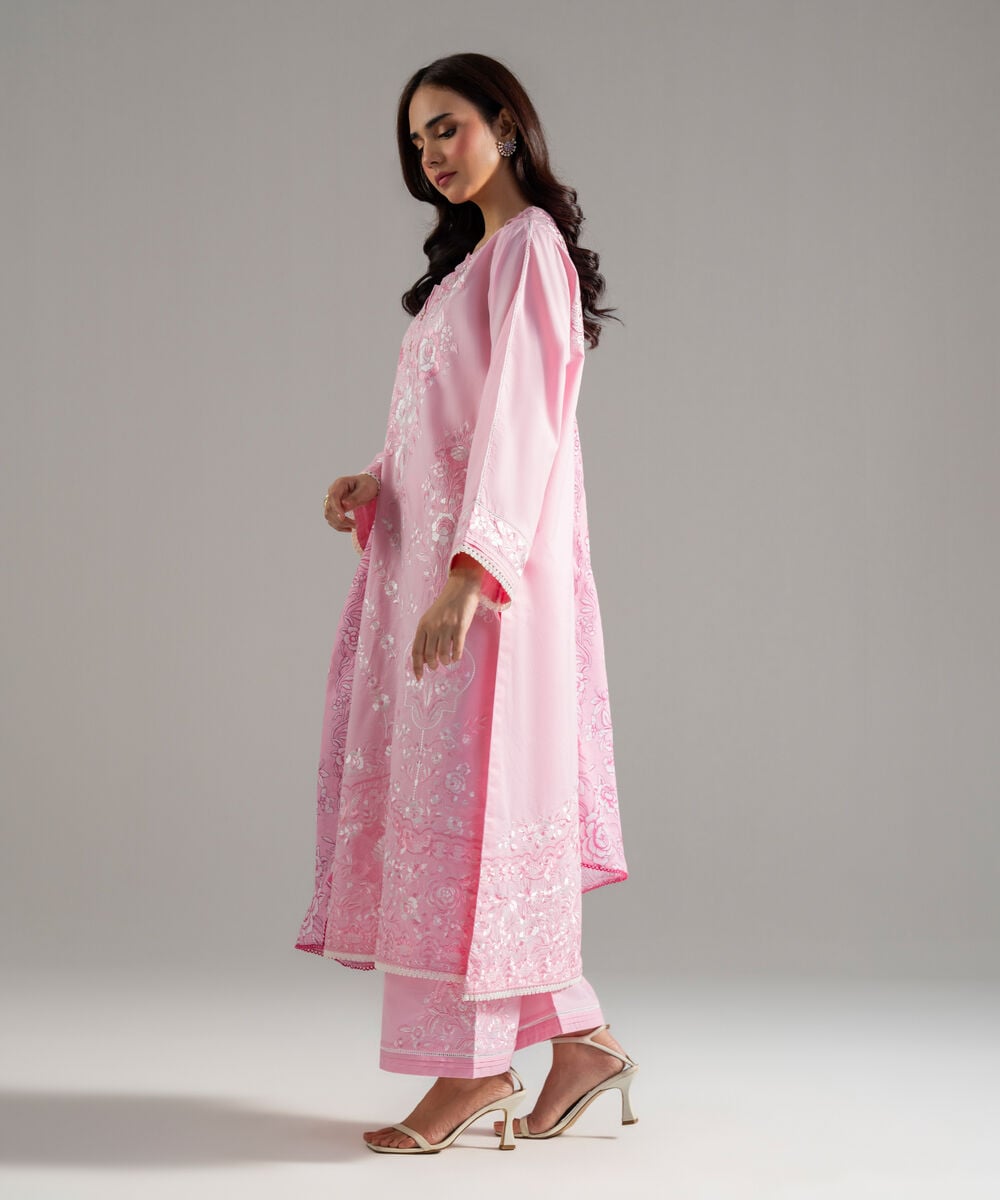 3 Piece - Embroidered Cambric Suit โ Sapphire view 3