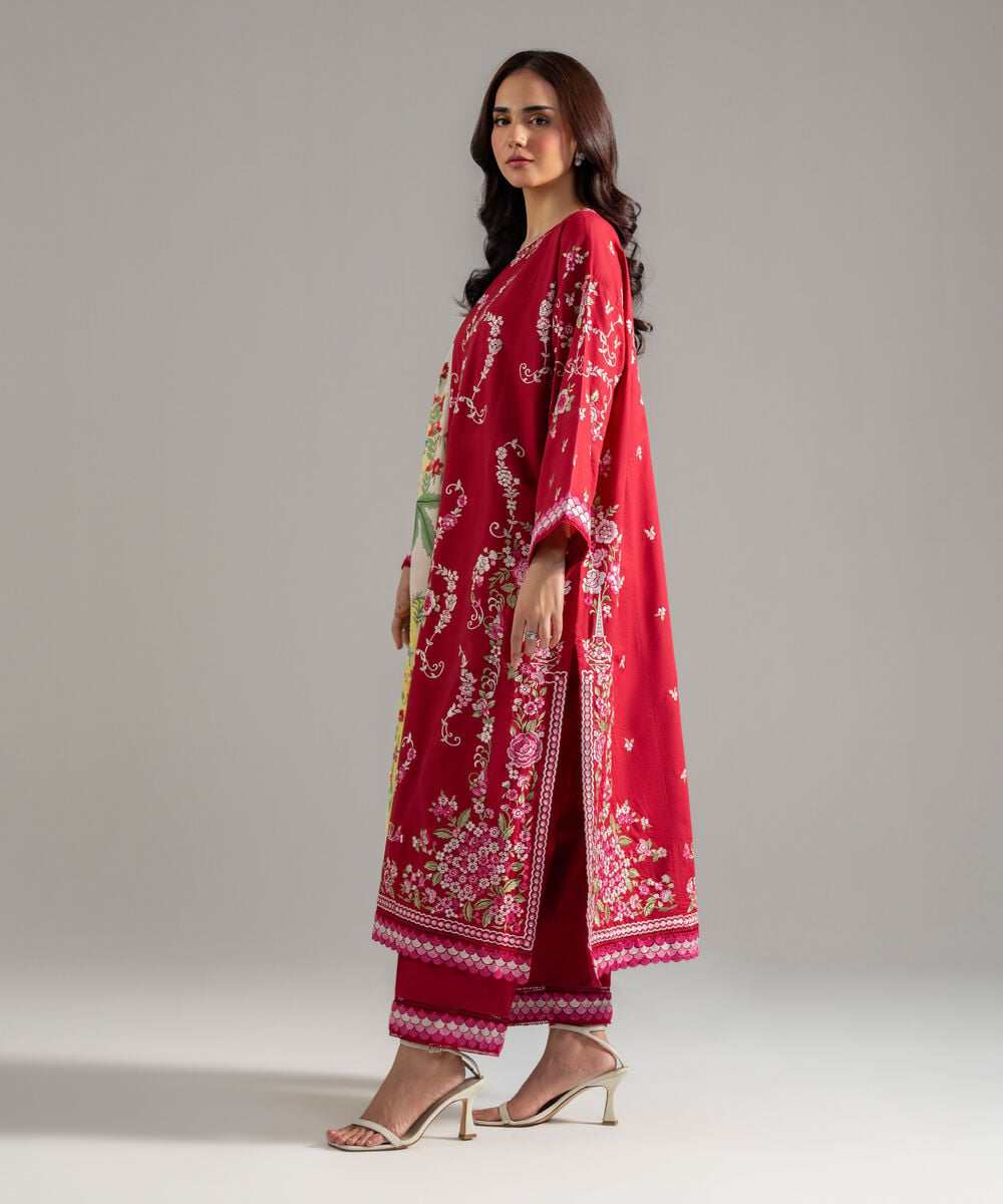 3 Piece - Embroidered Cambric Suit โ Sapphire view 3