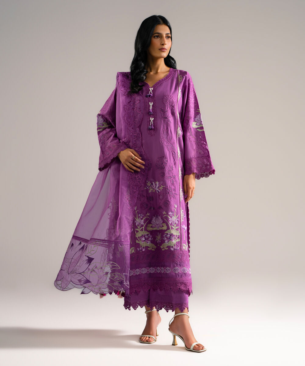 3 Piece - Embroidered Crosshatch Suit — Sapphire