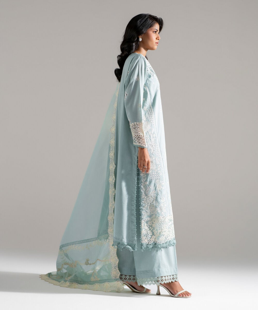 3 Piece - Embroidered Crosshatch Suit โ Sapphire view 3