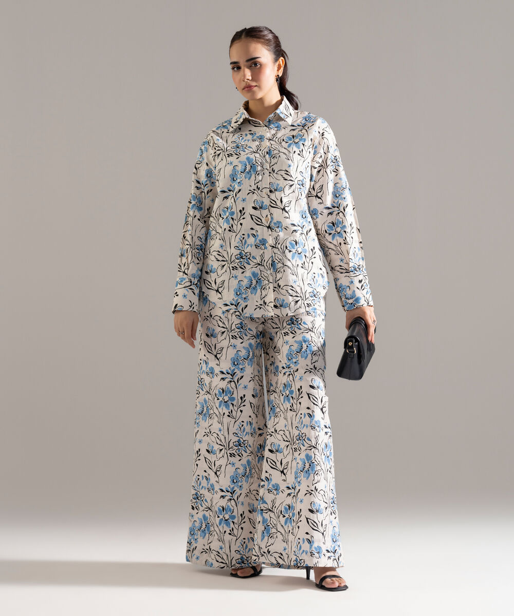 2 Piece - Printed Seersucker Suit — Sapphire