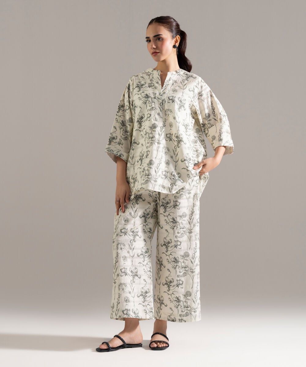 2 Piece - Printed Seersucker Suit — Sapphire