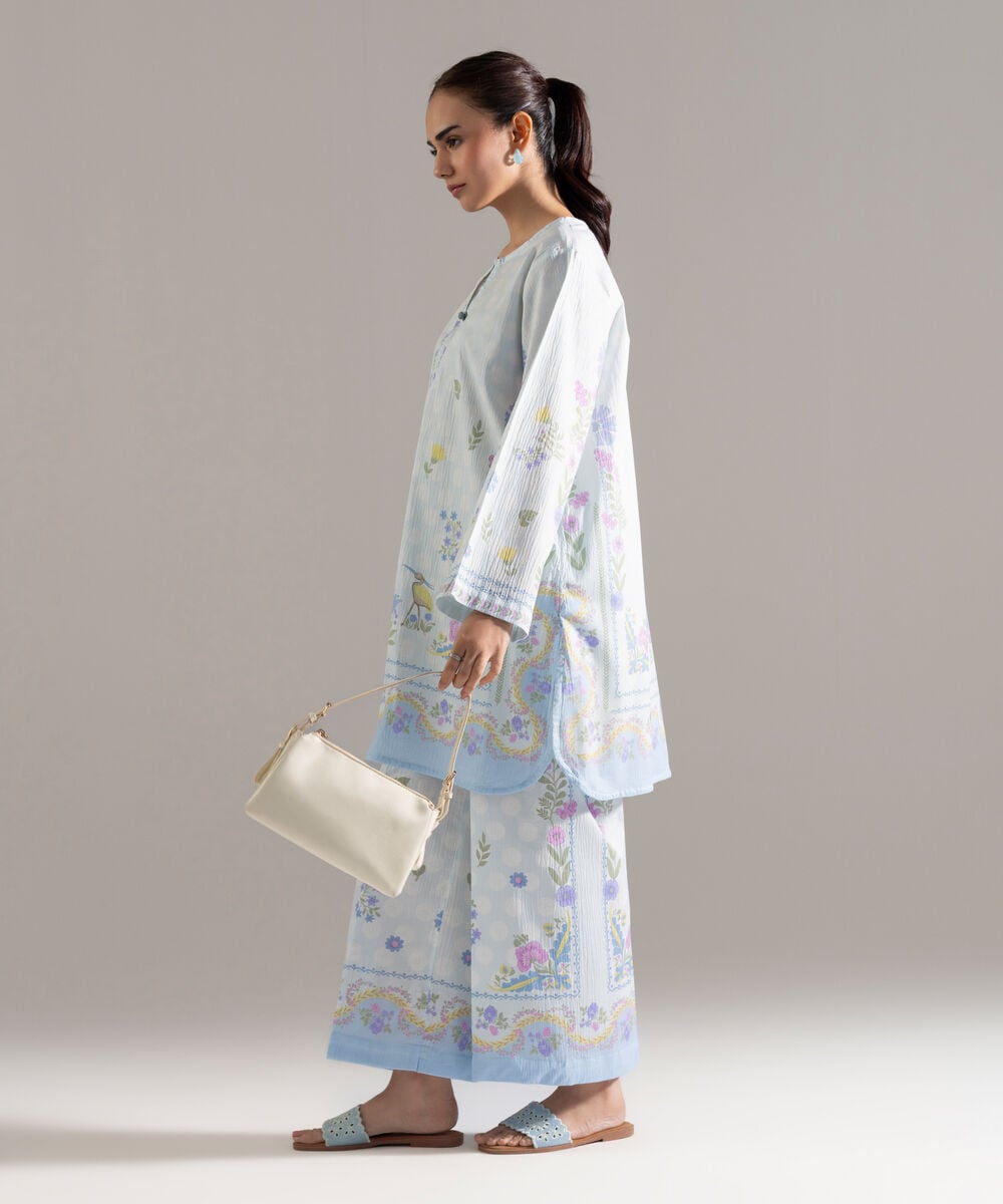 2 Piece - Printed Seersucker Suit — Sapphire view 3