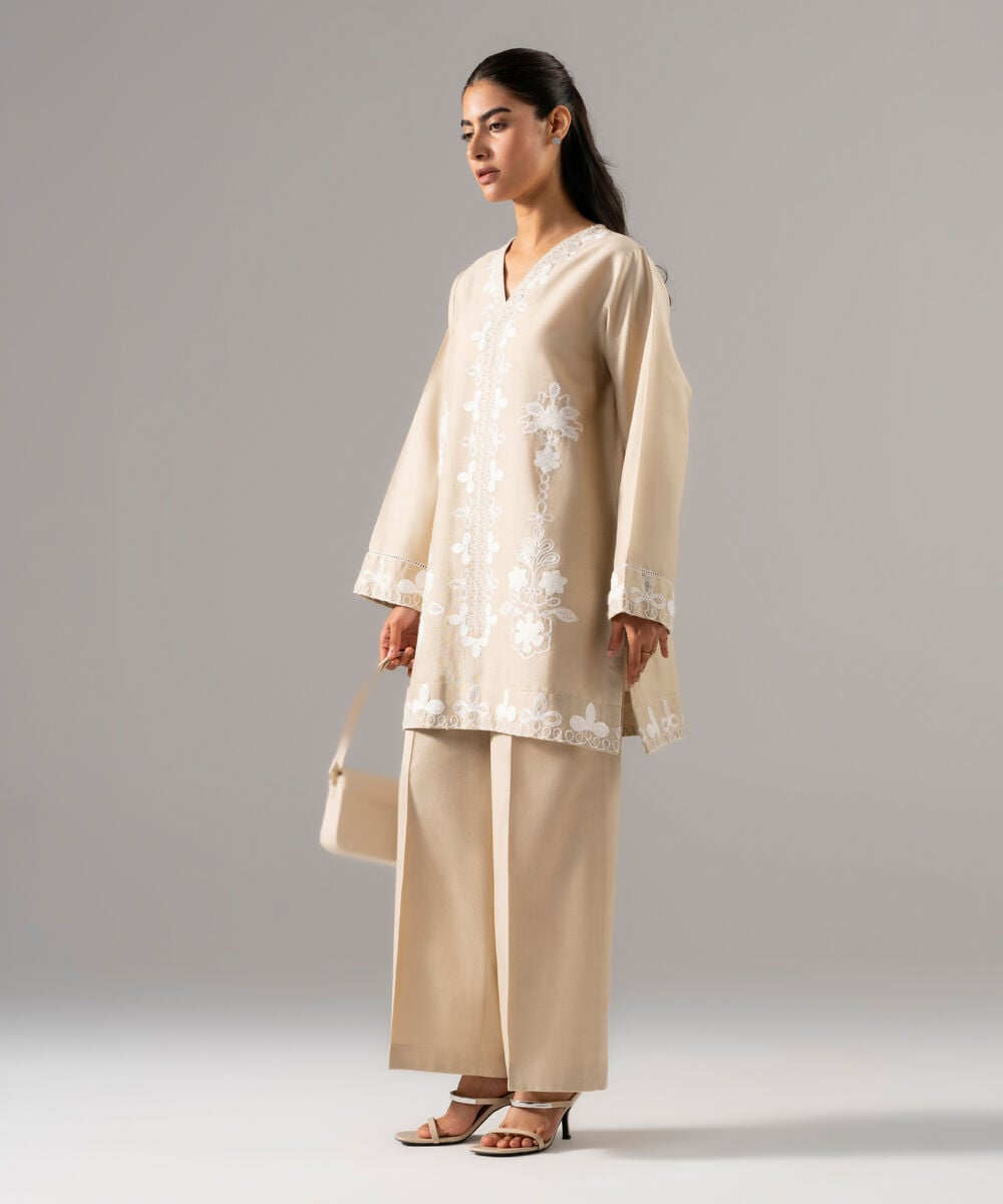 2 Piece - Embroidered Cotton Linen Suit โ Sapphire view 3