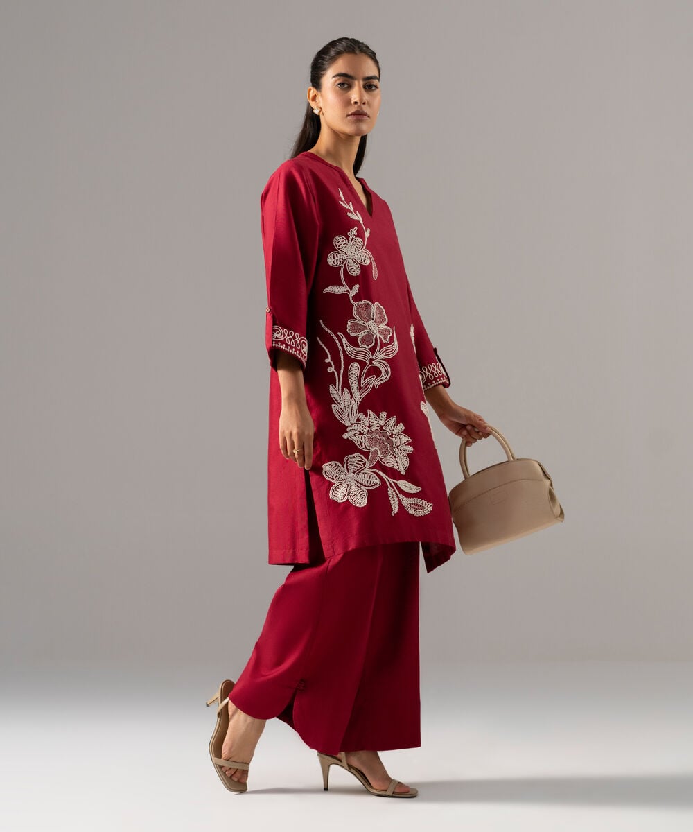 2 Piece - Embroidered Cotton Linen Suit โ Sapphire view 3