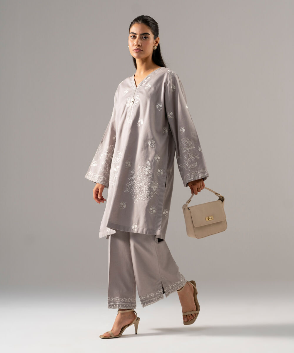2 Piece - Embroidered Cotton Linen Suit โ Sapphire view 3