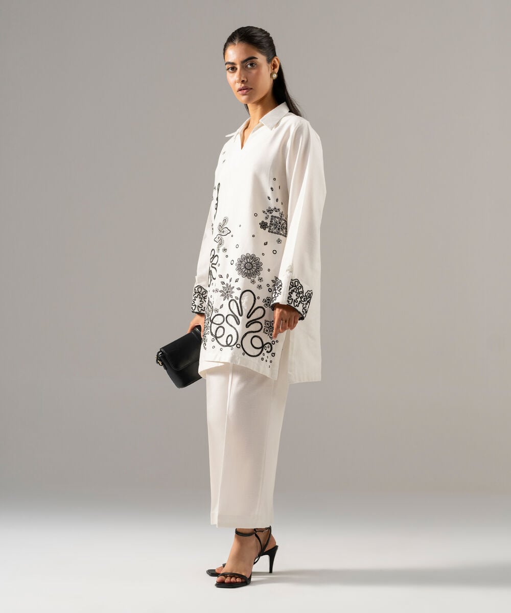 2 Piece - Embroidered Cotton Linen Suit โ Sapphire view 3