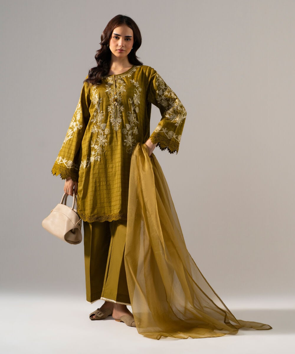 3 Piece - Embroidered Dobby Suit — Sapphire view 3