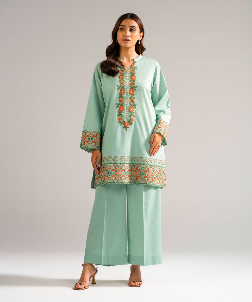 Embroidered Lawn Shirt — Sapphire view 3